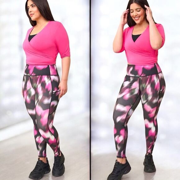 Torrid Black & Pink Full-Length Side Pocket Active Legging size 3 3XL - Picture 3 of 15